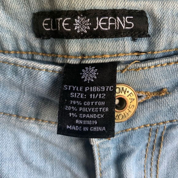 Elite Jeans White Washed Distressed Size 11/12 - Picture 3 of 8